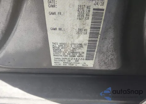 2018 Nissan Altima 2.5 S z USA, uszkodzony, nr VIN 1N4AL3APXJC238226